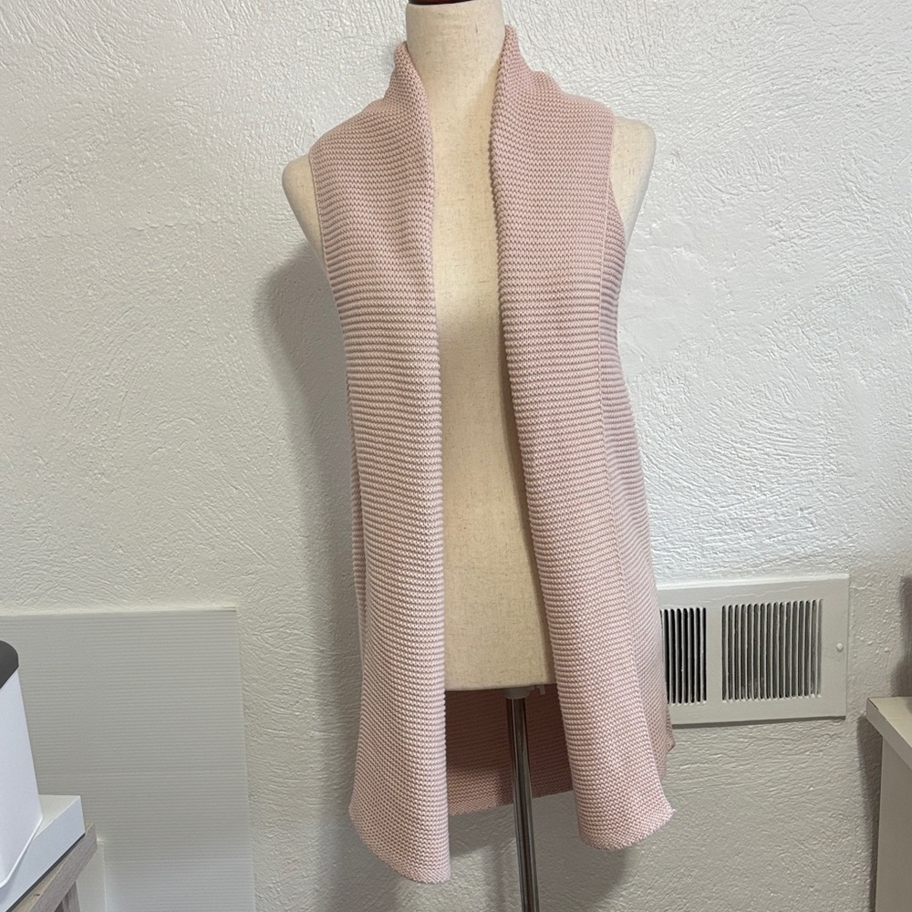 Gap Factory Textured Sleeveless Shawl Collar Cardigan Sweater Light Rose Color